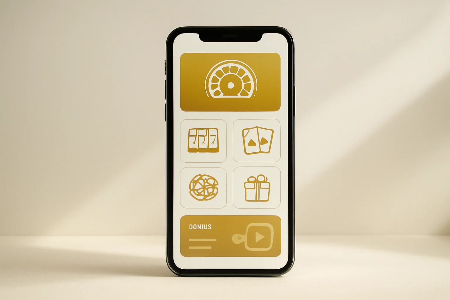 Modern smartphone displaying sleek casino app with games and bonuses