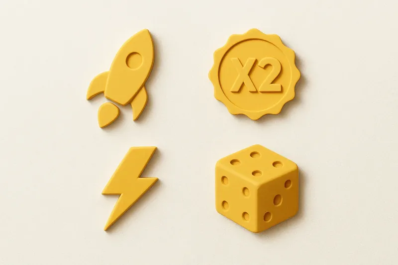 Grid of instant game symbols on cream linen background